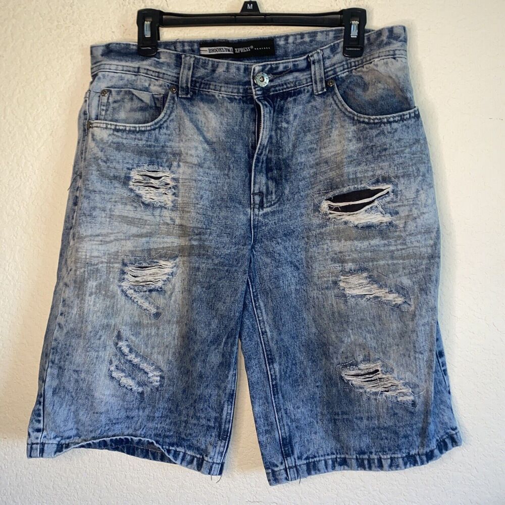 grunge shorts 90s y2k Brooklyn Xpress distress Mens 34 Streetwear hipster
